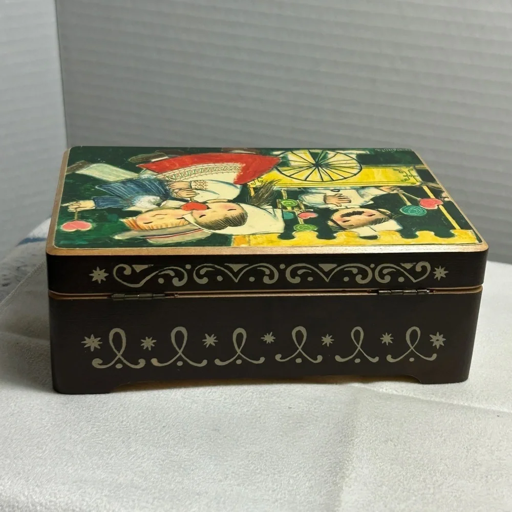 Reuge Swiss Music Box Vintage My Lily Adieu Hi - Lo Wind-Up Wooden Opens
